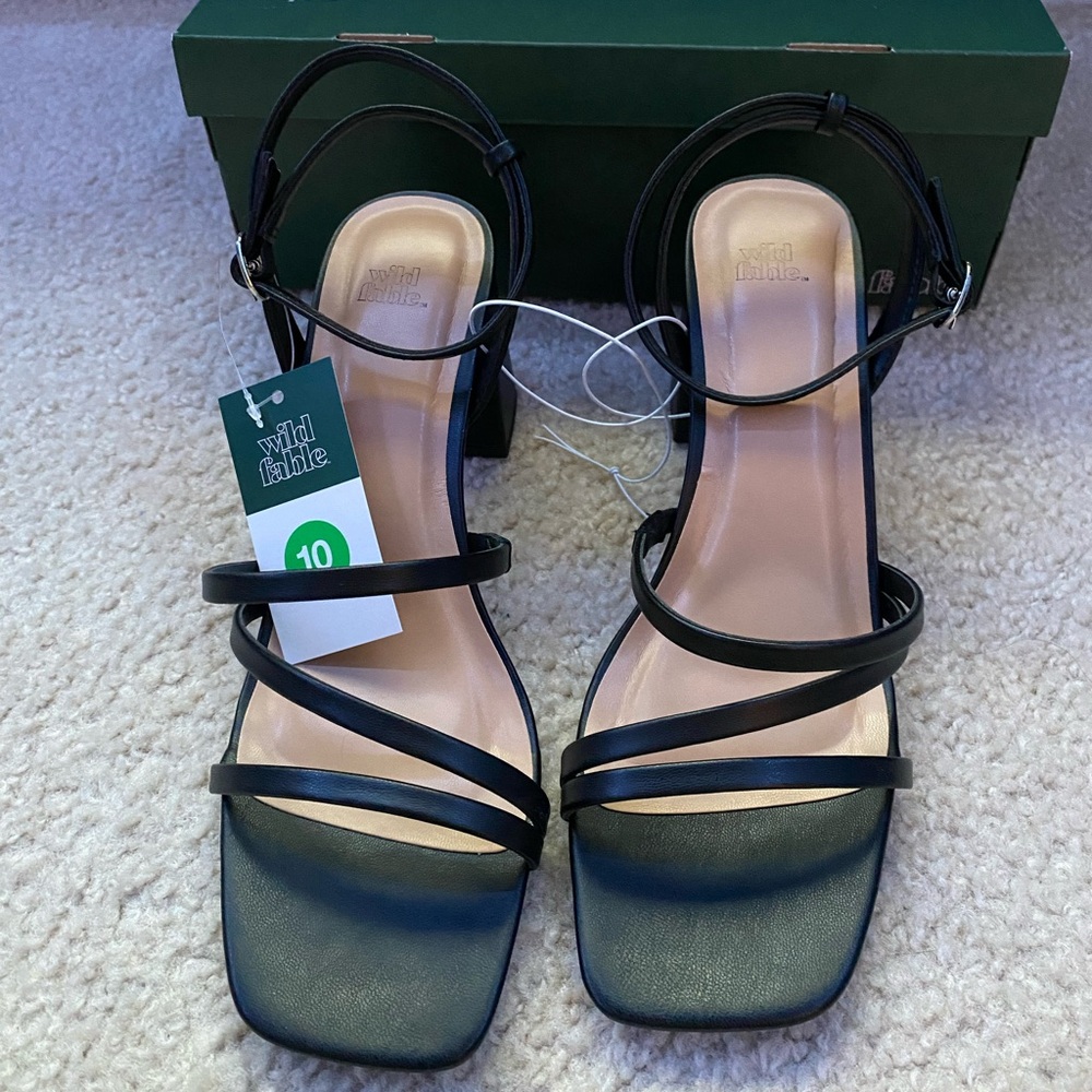 NWT Wild Fable Black Strappy Heels
